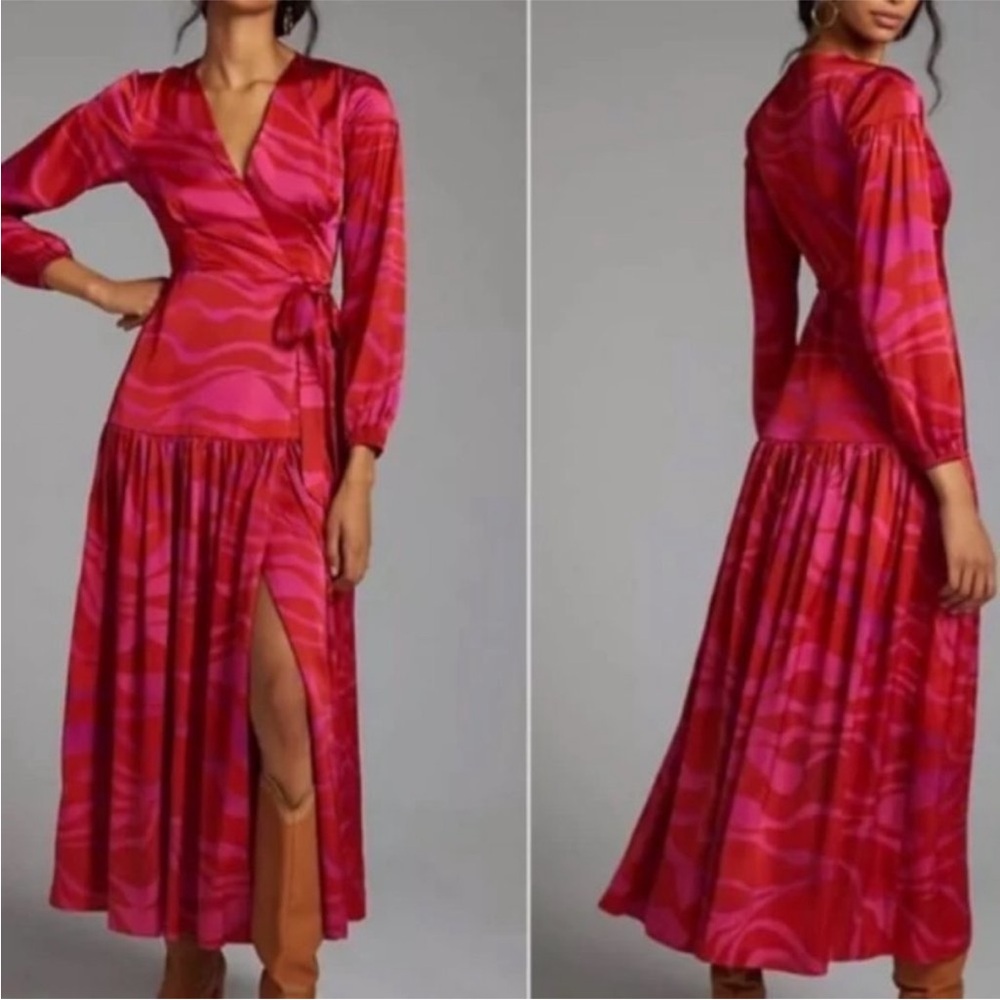 Anthropologie Hutch Striped Wrap Maxi Dress
